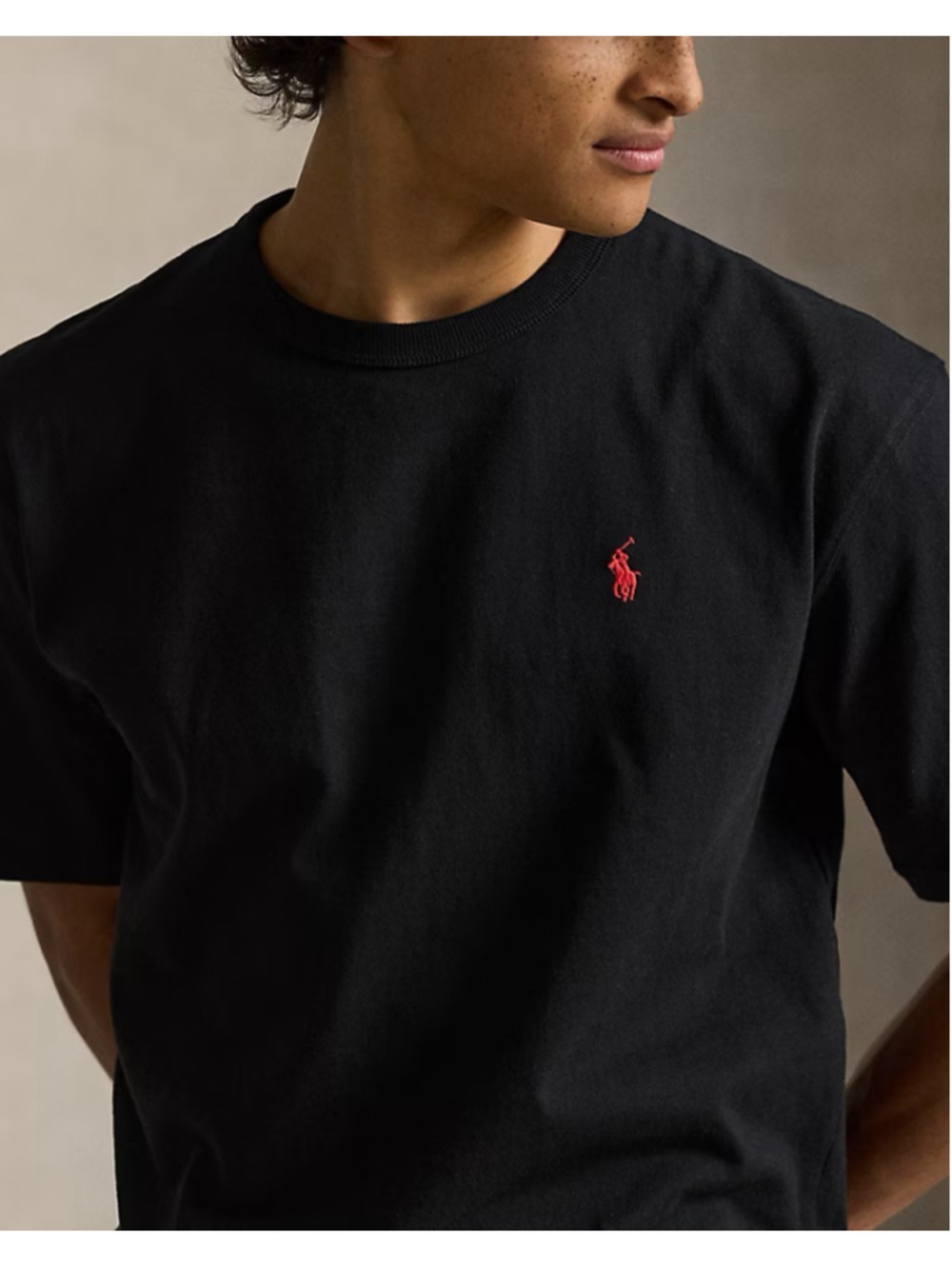 Men's Polo Ralph Lauren Black Short Sleeve T-Shirt with Red Logo, Size XL